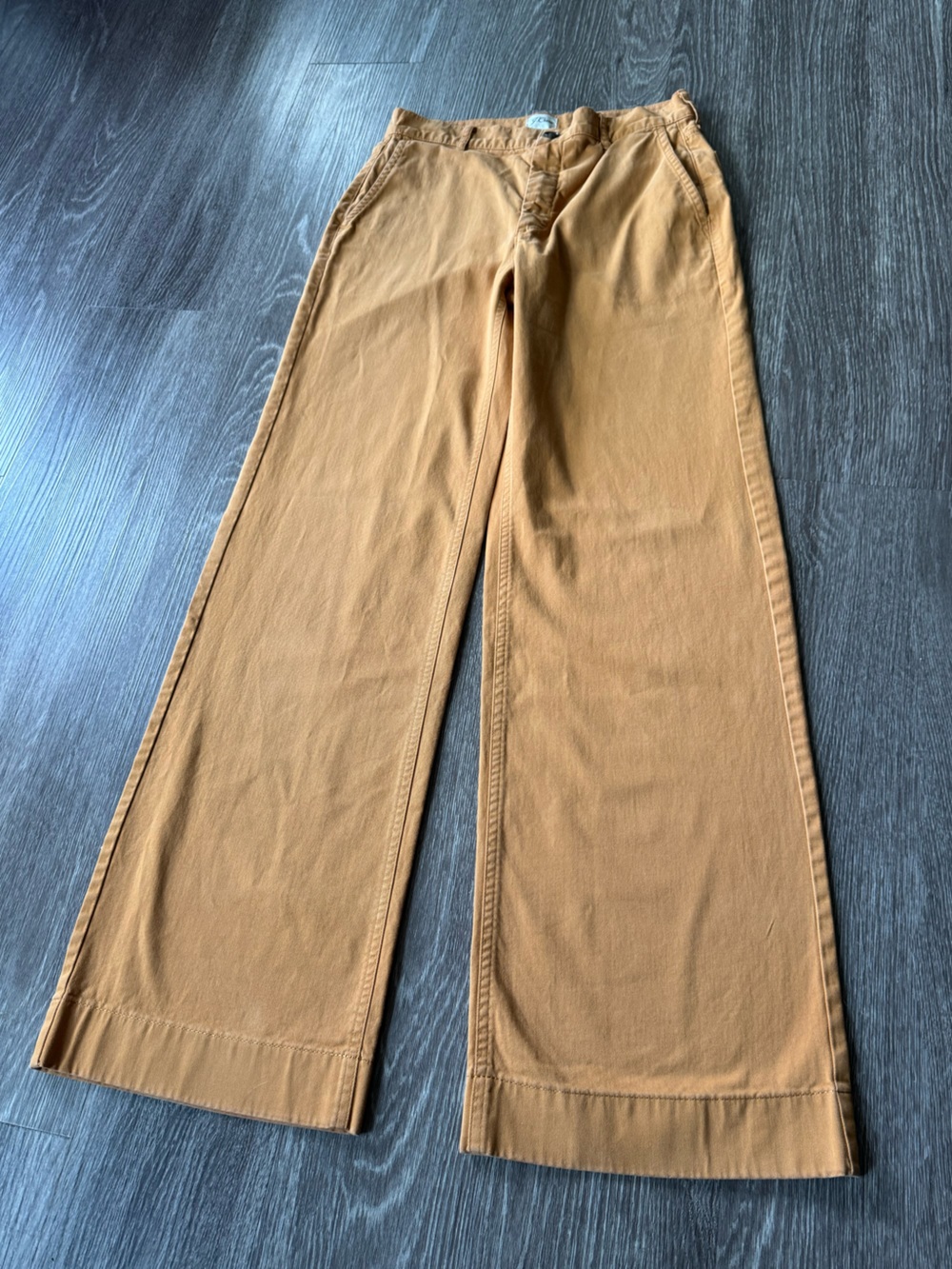 J.Crew Women’s Wide Leg Chino Pants Camel Tan Stretch 26 Tall - Picture 2 of 9